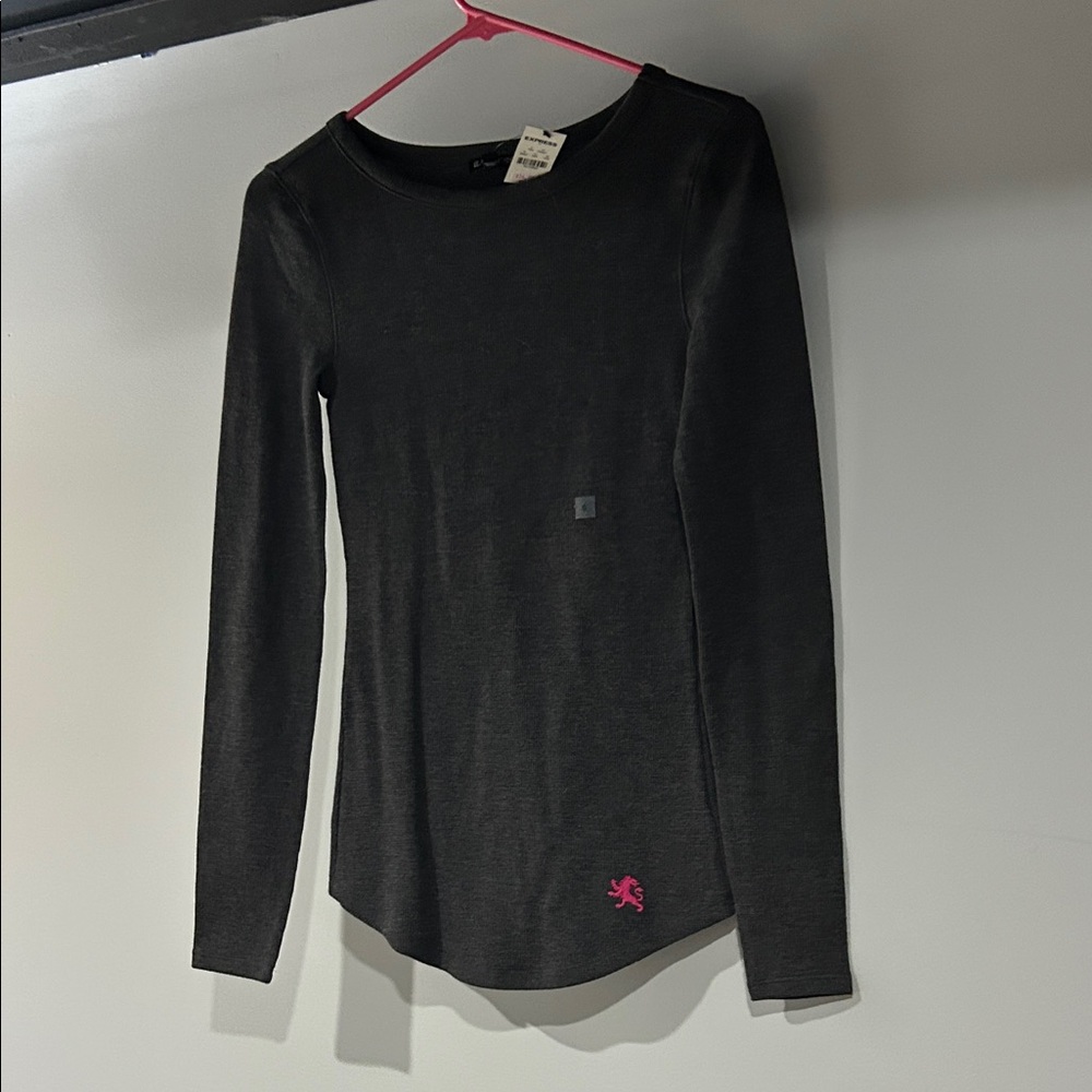 Express Charcoal Gray Ribbed Top